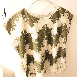 NWOT Vince Camaro Lace Trim Cap Sleeve blousy